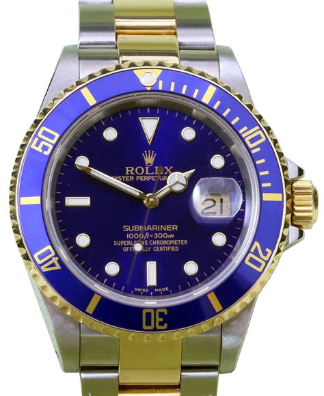 16613 rolex submariner stainless steel goind blue|pre owned Rolex Submariner 16613.